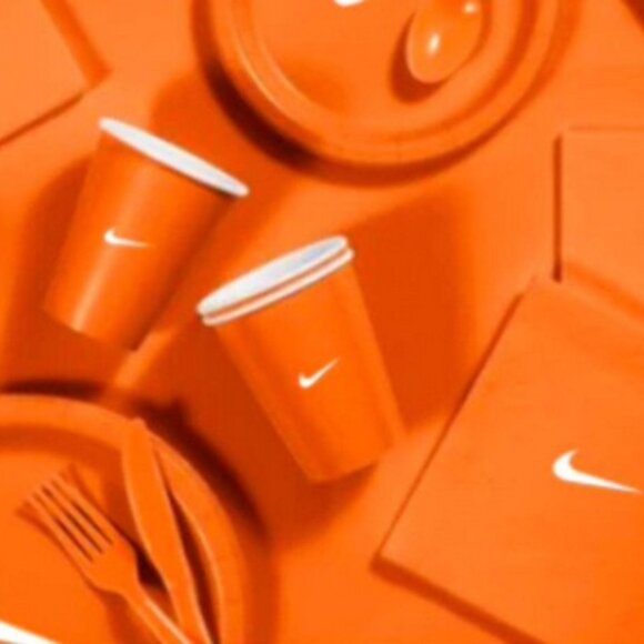 Custom Sw00sh Party, Birthday Party Dinnerware Set of 60 total pieces-Orange Whi - Picture 3 of 4